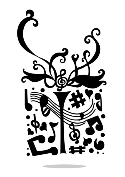 Boîte cadeau musicale — Image vectorielle