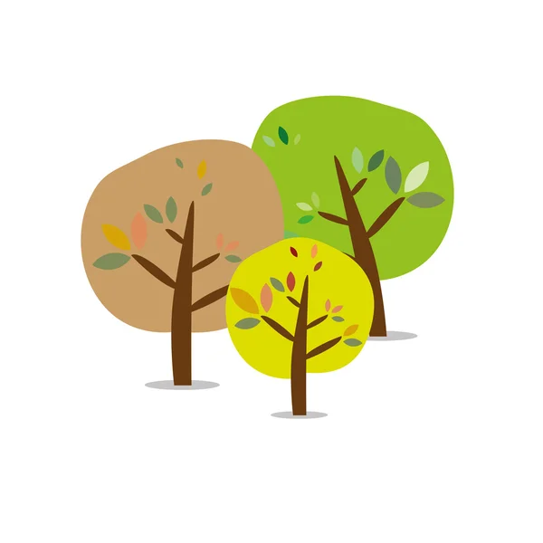 Три ізольовані барвисті осінні дерева — стокове фото