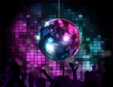 Party Atmosphere with disco globe clipart