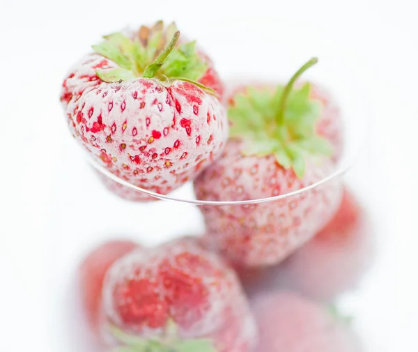 Frozen strawberries in glass — Stock Photo, Image