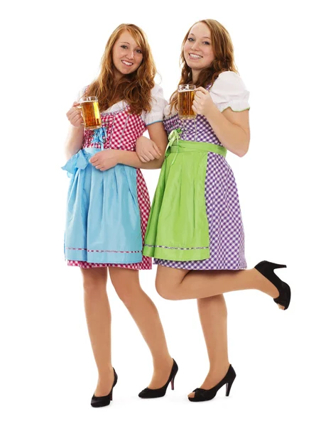 Two bavarian women with beer — Stock Photo, Image