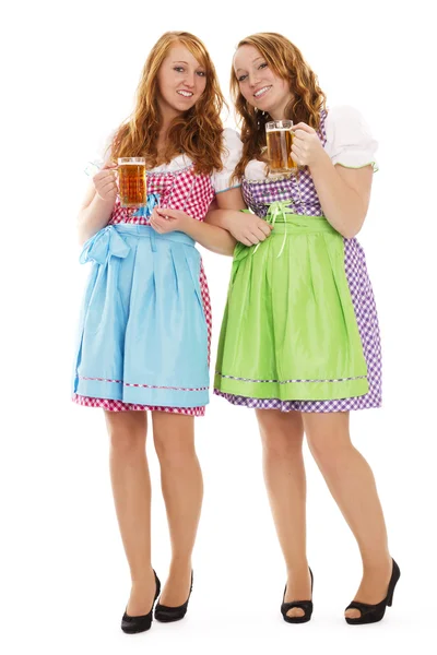 Two standing bavarian woman with beer — Stock Photo, Image