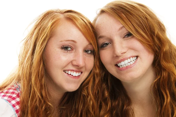 Dvě dívky šťastné bavorské zrzka — Stock fotografie