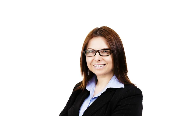 Sorridente donna d'affari con gli occhiali — Foto Stock
