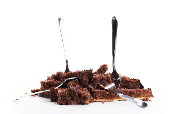 Zničil čokoládový dort — Stock fotografie