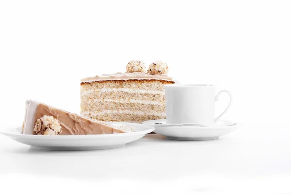 Hazelnut cream cake with coffee — Stock Photo, Image