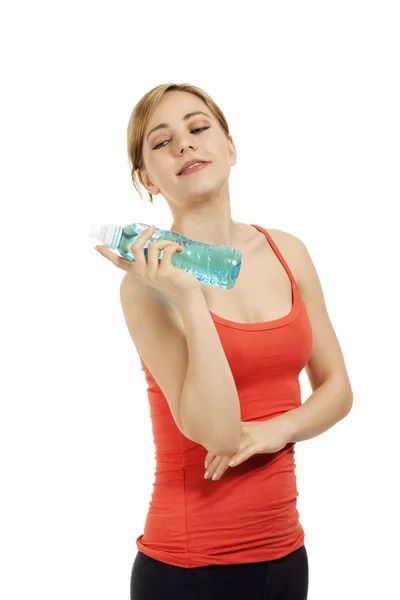 Fitness femme avec une bouteille d'eau — Photo