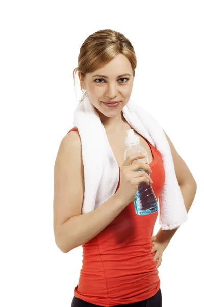 Mujer fitness con una botella de agua —  Fotos de Stock