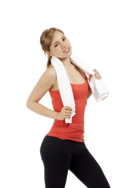 Glückliche junge Fitness-Frau — Stockfoto