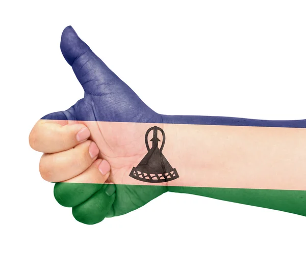 레소토의 깃발 아이콘 같은 제스처를 엄지손가락에 — 스톡 사진
