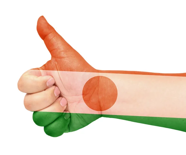 stock image Niger flag on thumb up gesture like icon