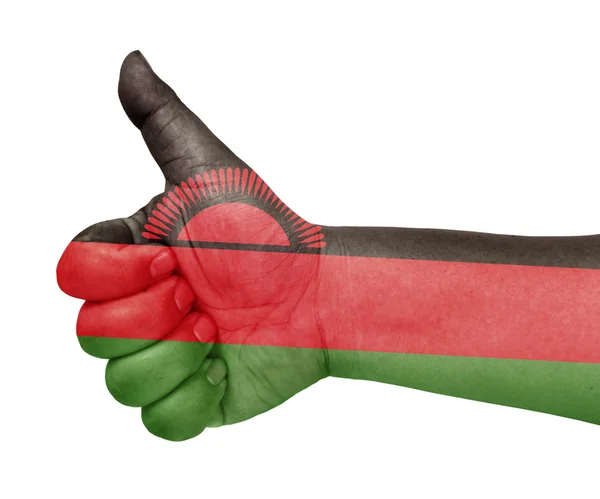 Malawi-Flagge auf Daumen-hoch-Geste wie Ikone — Stockfoto