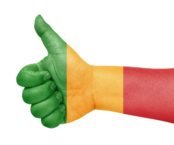 Malis flagga på tummen upp gest som ikon — Stockfoto