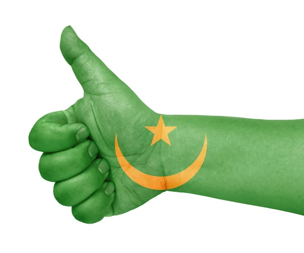 毛里塔尼亚国旗拇指向上的手势上喜欢的图标 — 图库照片