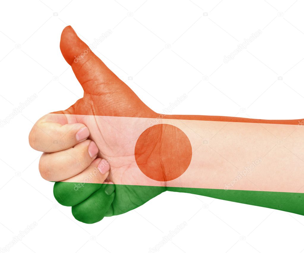 Niger flag on thumb up gesture like icon