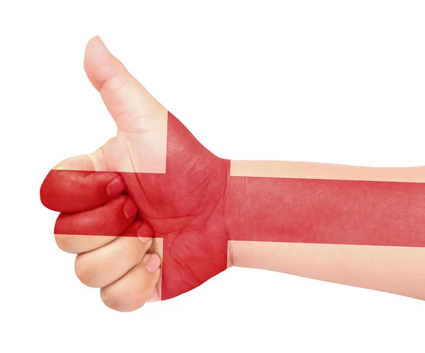 Прапор Англії на великий палець вгору жестом як значок — стокове фото