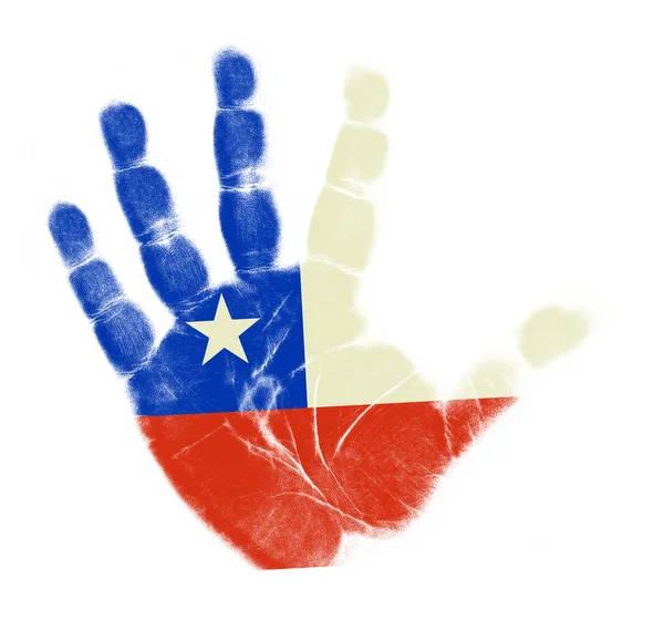Chile bandeira palma impressão isolada no fundo branco — Fotografia de Stock