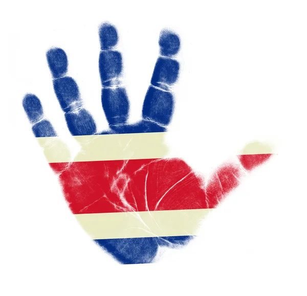 Bandeira da Costa Rica impressão da palma isolada no fundo branco — Fotografia de Stock