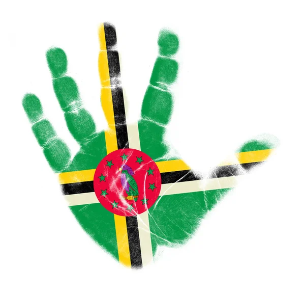 Dominica bandeira palma impressão isolada no fundo branco — Fotografia de Stock