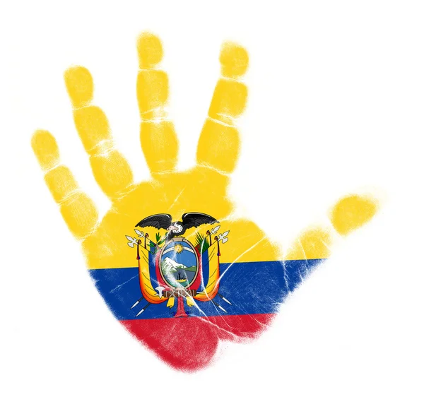 Equador bandeira palma impressão isolada no fundo branco — Fotografia de Stock