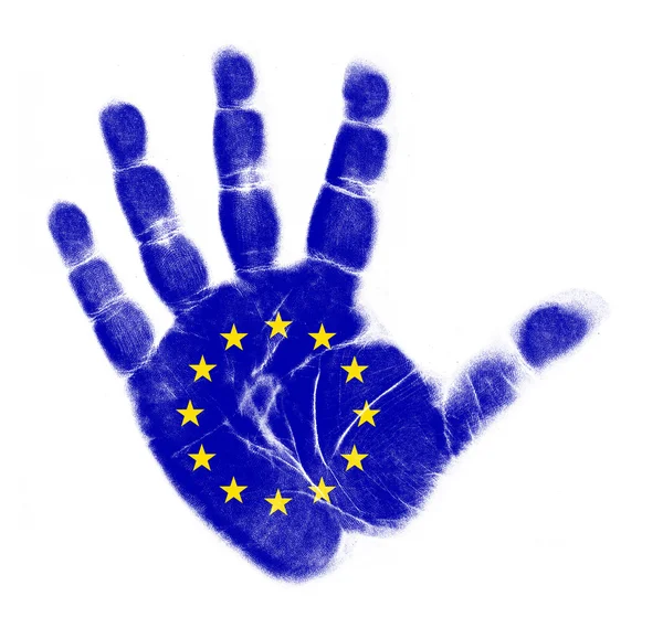 欧盟旗帜棕榈打印上孤立的白色背景 — 图库照片