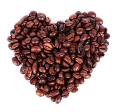 Heart shape coffee bean isolated on white background clipart