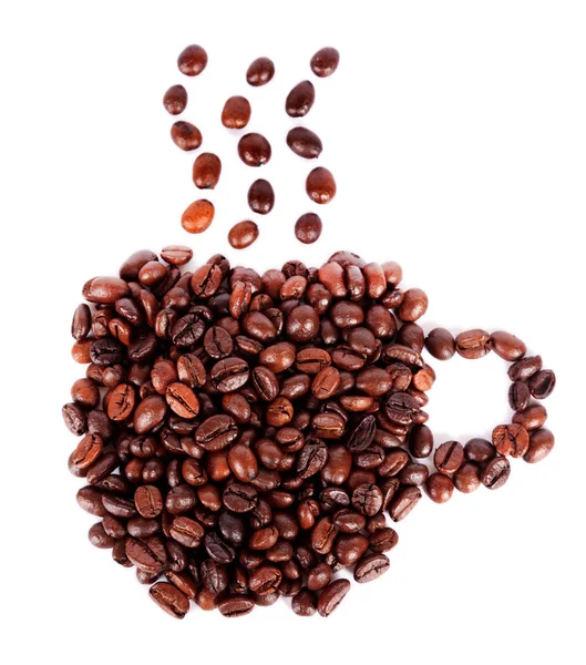 Feijão de café forma copo isolado no fundo branco — Fotografia de Stock