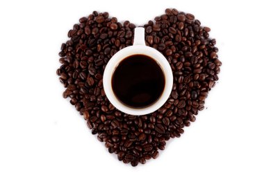 Heart shape coffee bean isolated on white background clipart