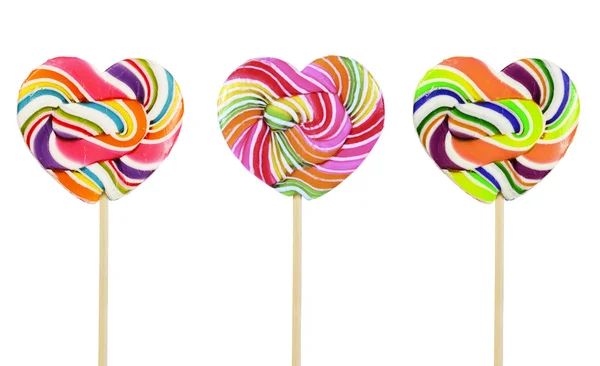 Retro style colorful heart shape lollipop on white background — Stock Photo, Image