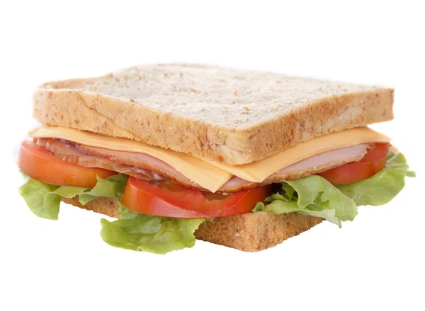 Färsk stor skinka ostsmörgås isolerade — Stockfoto