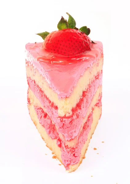 孤立的粉色草莓蛋糕 — 图库照片