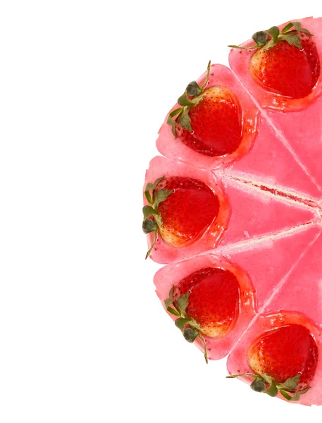 Bolo de morango rosa isolado — Fotografia de Stock