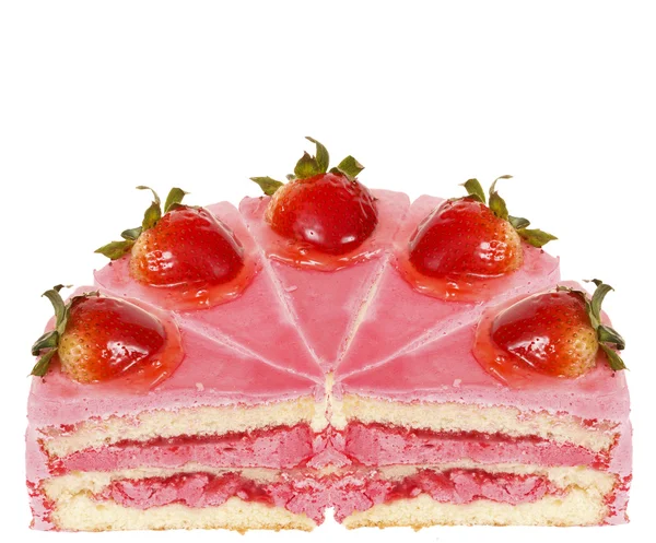 Torta di fragole rosa isolata — Foto Stock
