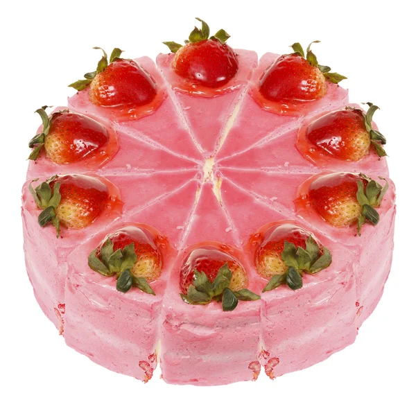 分離されたピンクのイチゴのケーキ — ストック写真