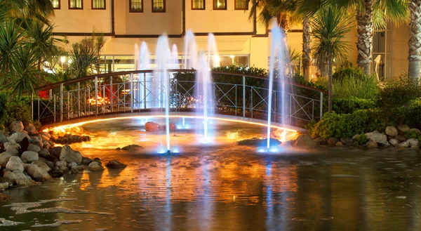 Stock image Night fountains in luxury five stars hotel