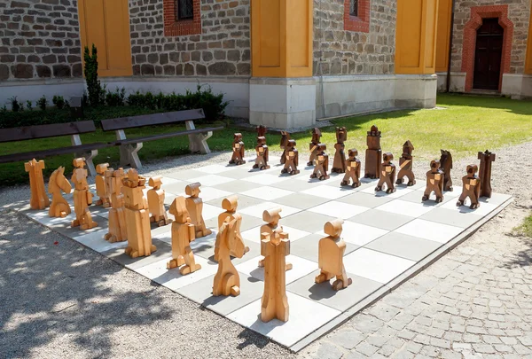 Açık woden satranç — Stok fotoğraf