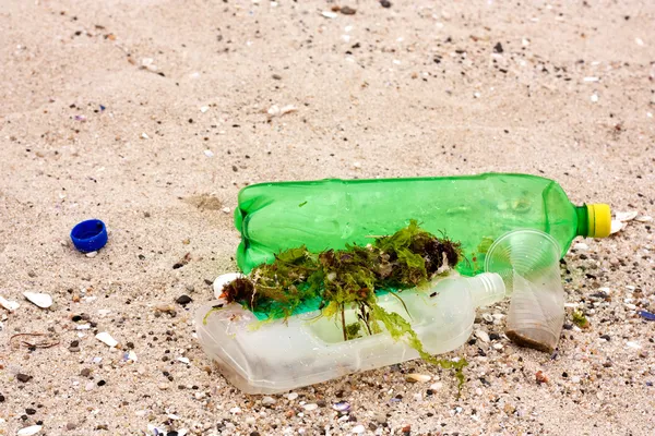 Znečištění na pláži — Stock fotografie