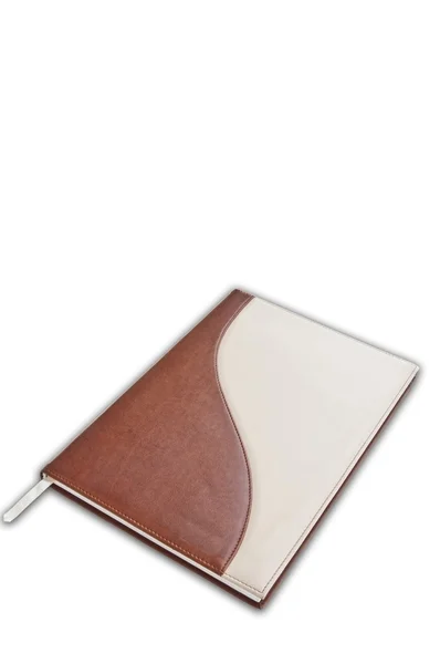 Caderno de cor marrom como fundo branco — Fotografia de Stock