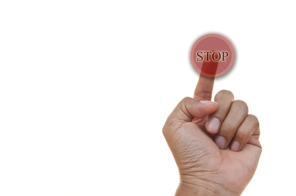 Klávesa pro prst push stop jako bílé pozadí — Stock fotografie