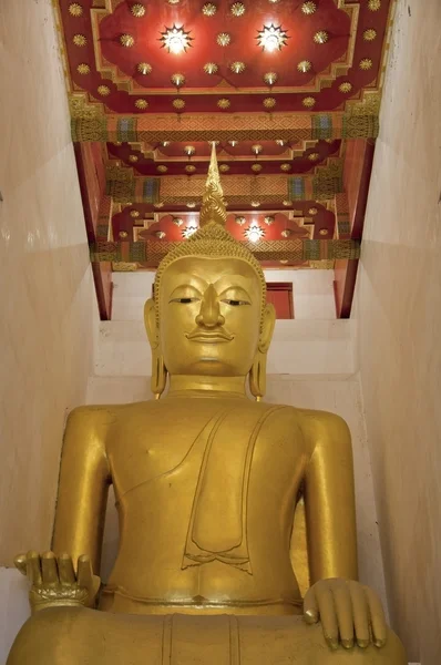 Žlutá barva velký buddha — Stock fotografie