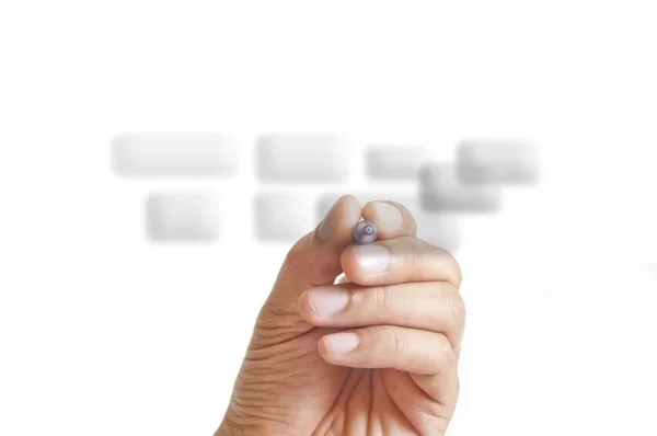 Mão escrever em uma tela sensível ao toque — Fotografia de Stock