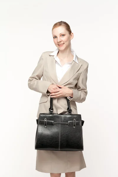 Gyönyörű üzleti nő smileing a fehér háttér — Stock Fotó