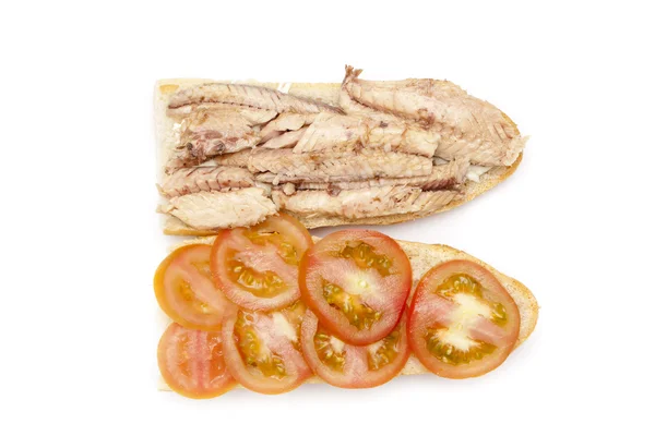 Makreel sandwich bocadillo de caballa — Stockfoto