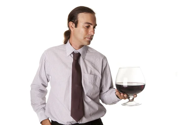 Large glass of wine tasting — Stock Photo, Image