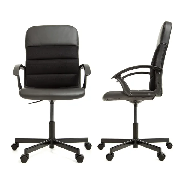 Kancelářská židle na bílém pozadí, přední a boční pohled — Stock fotografie