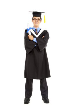 Full length of happy graduating student clipart