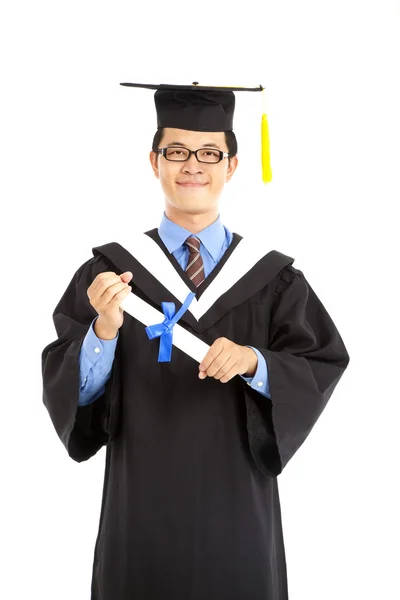Porträtt av glad examen student — Stockfoto