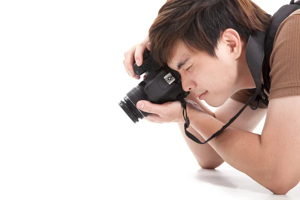 Giovane con macchina fotografica — Foto Stock