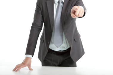 Hand of businessman pointing you clipart