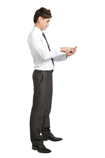 Full length of businessman with smart phone — Stock Photo, Image